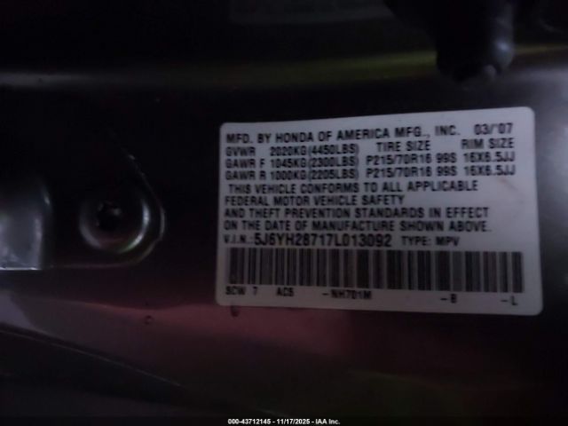 2007 HONDA ELEMENT 5J6YH28717L013092 Photo 8