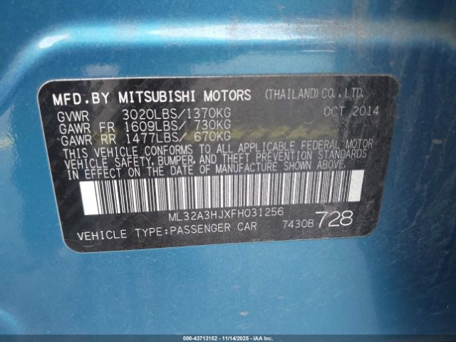 2015 MITSUBISHI MIRAGE ML32A3HJXFH031256 Photo 8