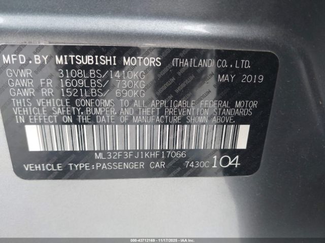 2019 MITSUBISHI MIRAGE G4 ML32F3FJ1KHF17066 Photo 8
