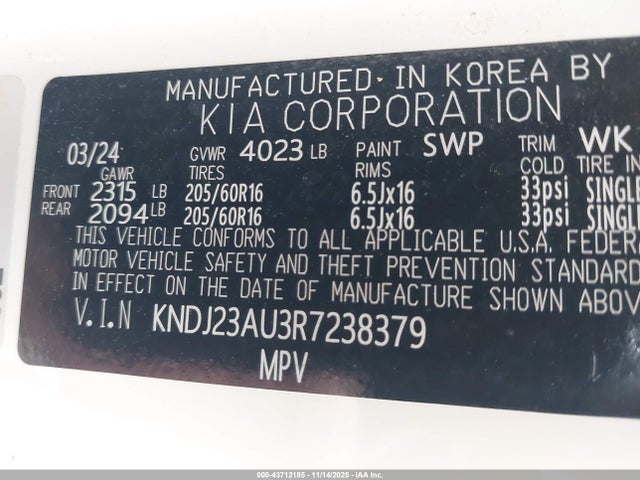 KNDJ23AU3R7238379 KIA SOUL LX
