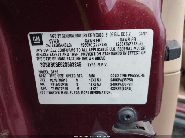 2002 BUICK RENDEZVOUS 3G5DB03E62S503246 Photo 8