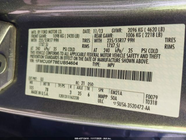 2014 FORD ESCAPE 1FMCU0F78EUB54604 Photo 8