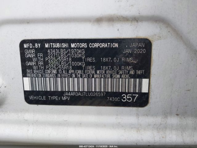 2020 MITSUBISHI OUTLANDER SPORT JA4AR3AU7LU026597 Photo 8