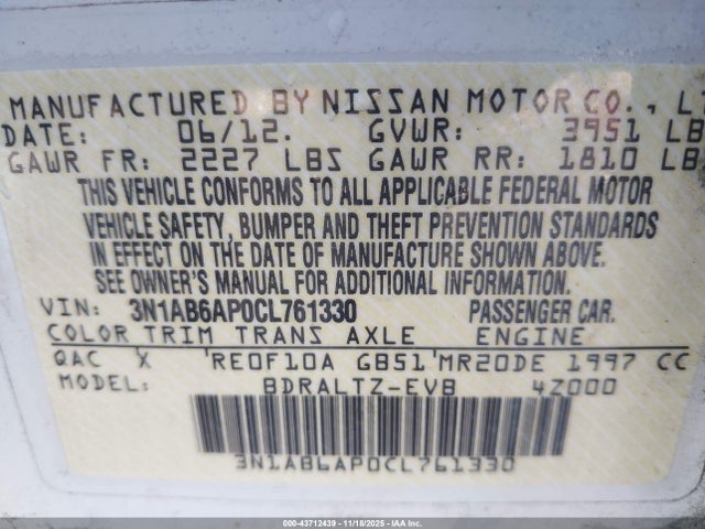 2012 NISSAN SENTRA 3N1AB6AP0CL761330 Photo 8