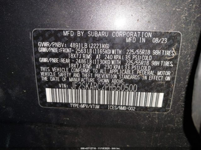 2023 SUBARU FORESTER JF2SKARC2PH550500 Photo 8
