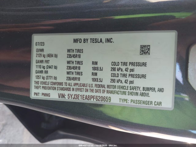 2023 TESLA MODEL 3 5YJ3E1EA8PF620659 Photo 8