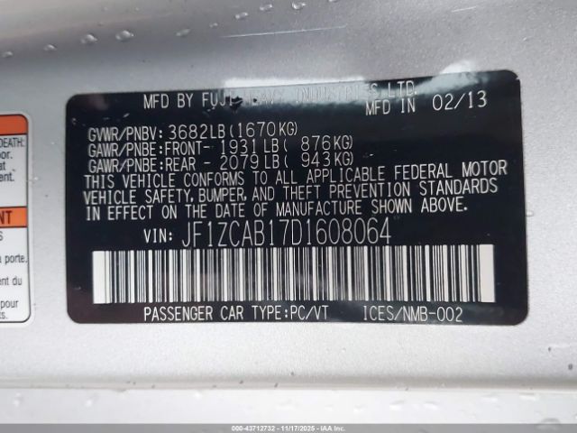 2013 SUBARU BRZ JF1ZCAB17D1608064 Photo 8