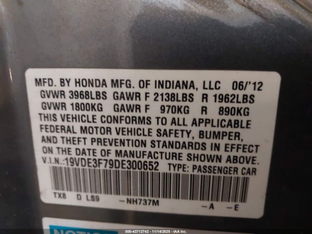 2013 ACURA ILX HYBRID 19VDE3F79DE300652 Photo 8