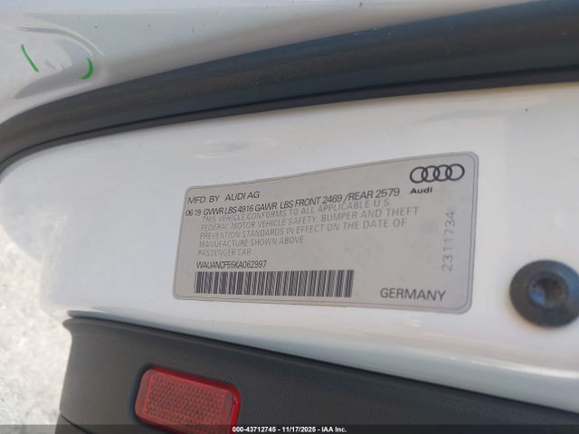 2019 AUDI A5 WAUANCF55KA062997 Photo 8