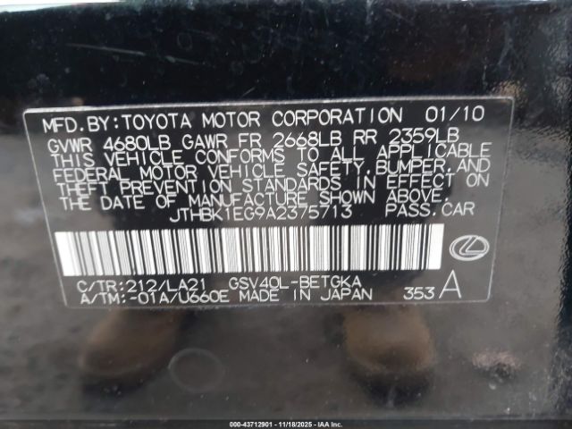 2010 LEXUS ES 350 JTHBK1EG9A2375713 Photo 8