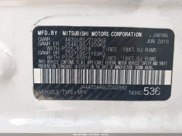 2020 MITSUBISHI ECLIPSE CROSS JA4AS5AA6LZ002882 Photo 8