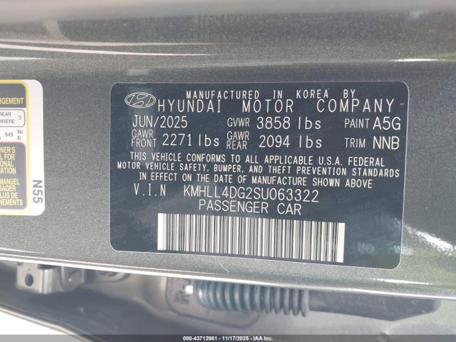 KMHLL4DG2SU063322 Hyundai ELANTRA SE