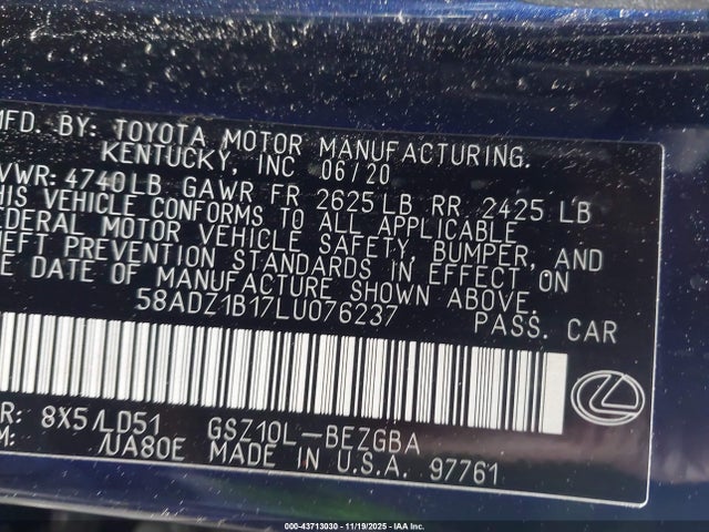 2020 LEXUS ES 350 58ADZ1B17LU076237 Photo 8