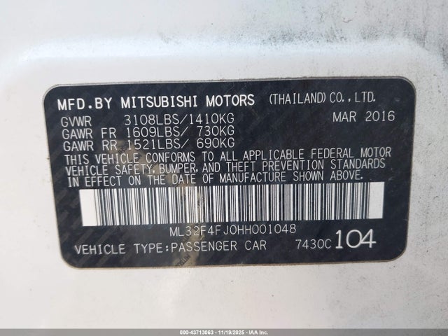 2017 MITSUBISHI MIRAGE G4 ML32F4FJ0HH001048 Photo 8