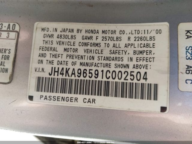 2001 ACURA RL JH4KA96591C002504 Photo 8