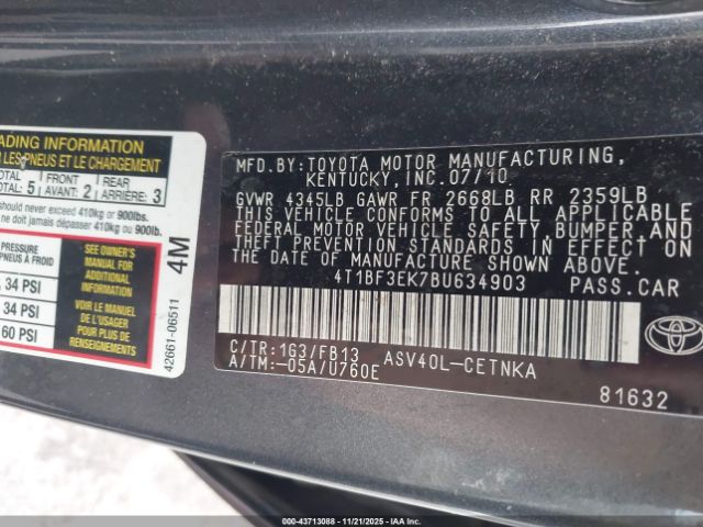 2011 TOYOTA CAMRY 4T1BF3EK7BU634903 Photo 8
