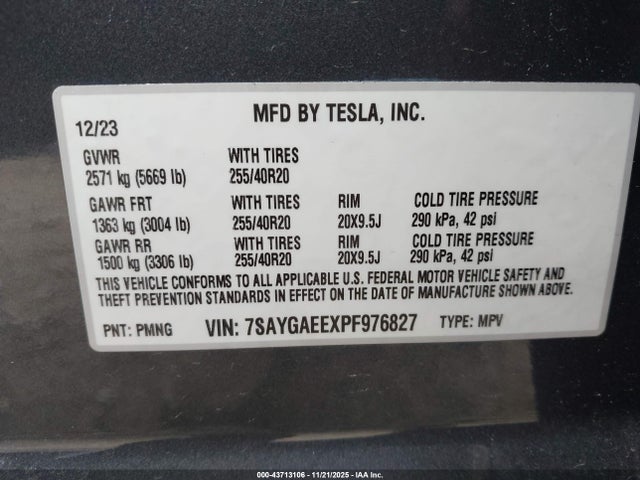2023 TESLA MODEL Y 7SAYGAEEXPF976827 Photo 8