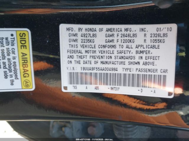 2010 ACURA TL 19UUA9F55AA004984 Photo 8