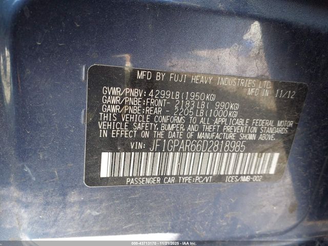 2013 SUBARU IMPREZA JF1GPAR66D2818985 Photo 8