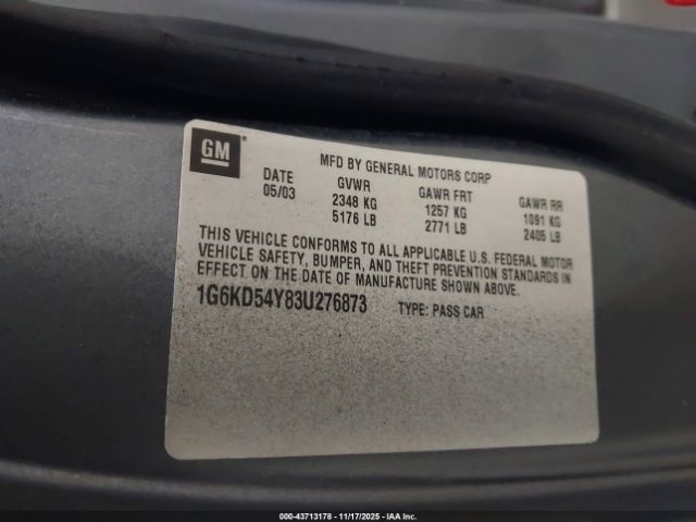 2003 CADILLAC DEVILLE 1G6KD54Y83U276873 Photo 8