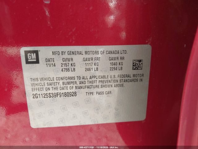 2015 CHEVROLET IMPALA 2G1125S39F9180928 Photo 8