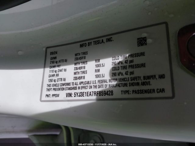 2024 TESLA MODEL 3 5YJ3E1EA7RF859428 Photo 8