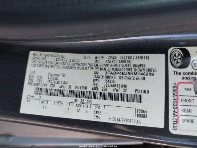 2019 FORD FIESTA 3FADP4BJ5KM146989 Photo 8