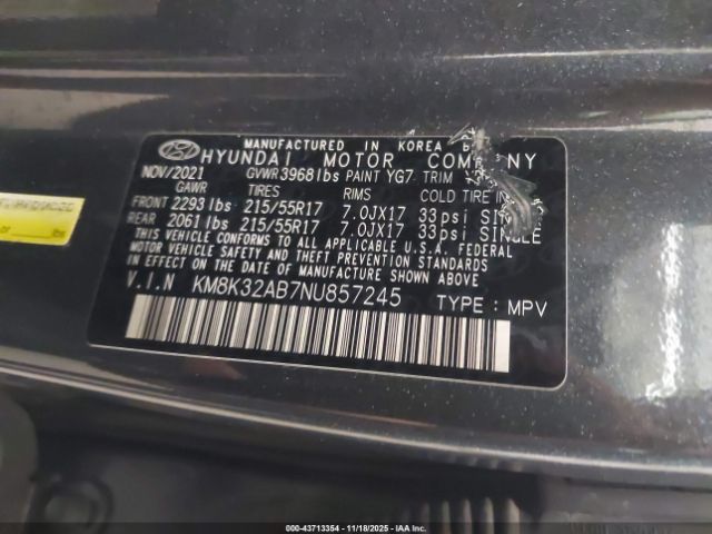 2022 HYUNDAI KONA KM8K32AB7NU857245 Photo 8