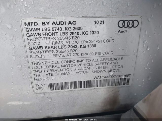 2022 AUDI SQ5 WA1C4AFYXN2027667 Photo 8