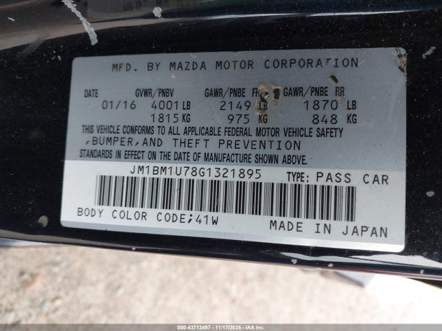 JM1BM1U78G1321895 Mazda Mazda3 I Sport