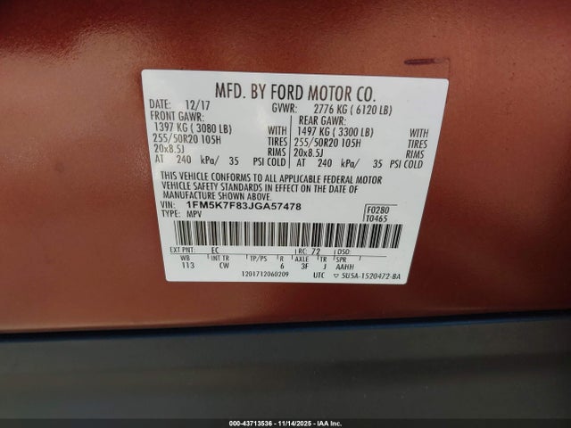 Ford Explorer Limited 2018 1FM5K7F83JGA57478 Image 9