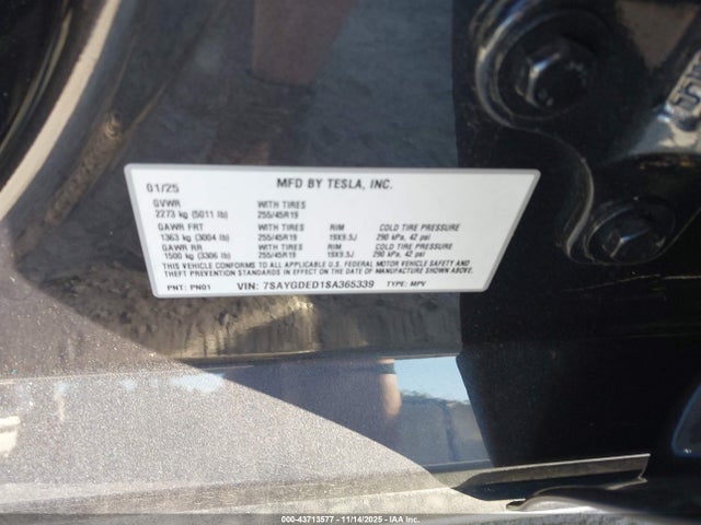 2025 TESLA MODEL Y 7SAYGDED1SA365339 Photo 8