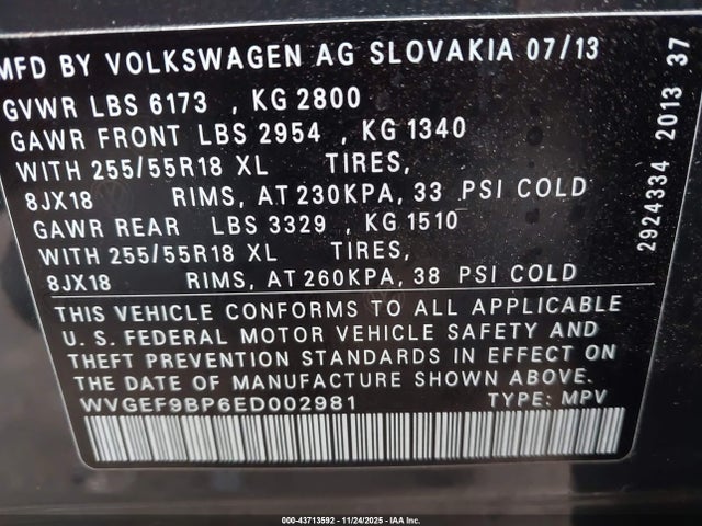 2014 VOLKSWAGEN TOUAREG WVGEF9BP6ED002981 Photo 8