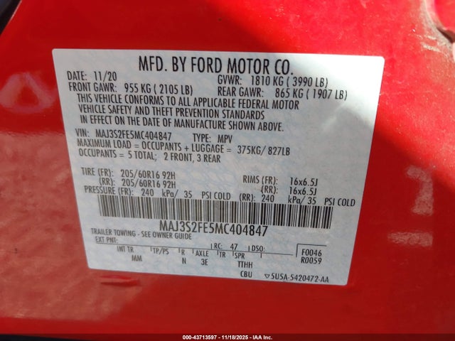 Ford ECOSPORT S 2021 MAJ3S2FE5MC404847 Image 9