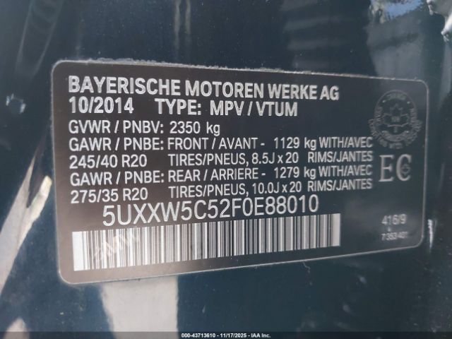 2015 BMW X4 5UXXW5C52F0E88010 Photo 8