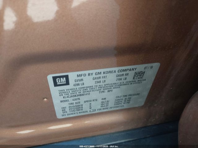 2017 BUICK ENCORE KL4CJASB3HB001412 Photo 8