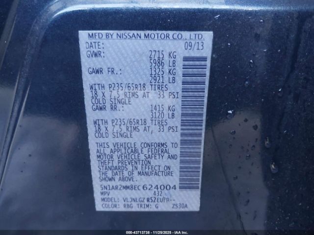 2014 NISSAN PATHFINDER 5N1AR2MM8EC624004 Photo 8