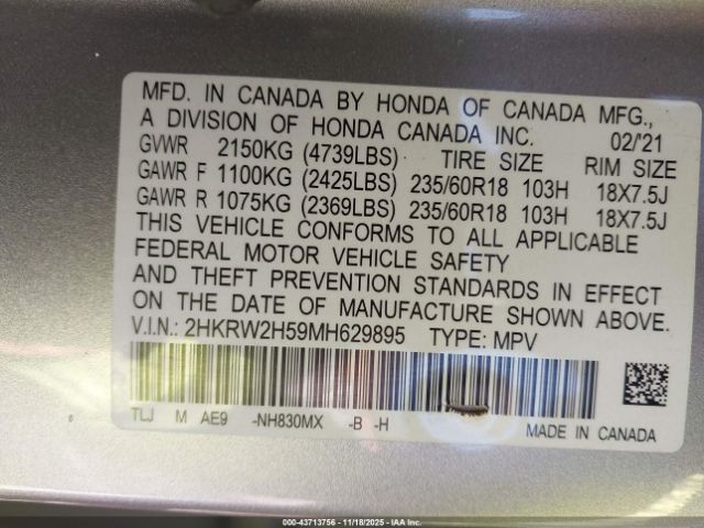 2021 HONDA CR-V 2HKRW2H59MH629895 Photo 8