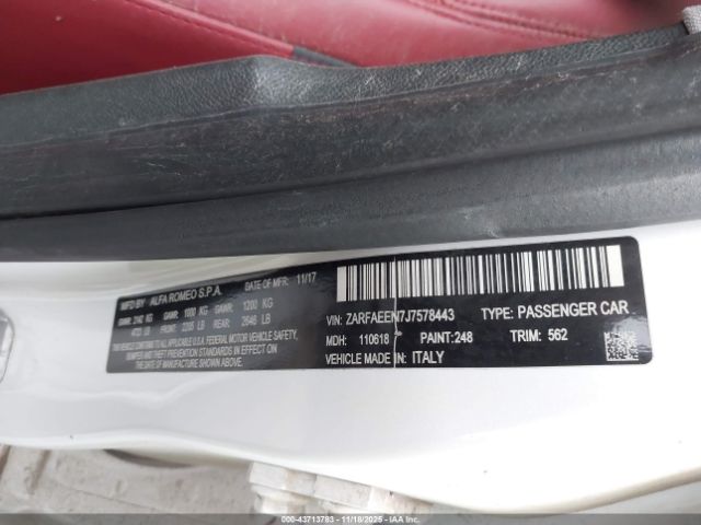 2018 ALFA ROMEO GIULIA ZARFAEEN7J7578443 Photo 8