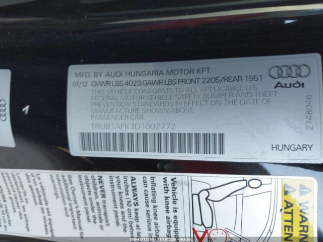 2013 AUDI TTS TRUB1AFK3D1002772 Photo 8