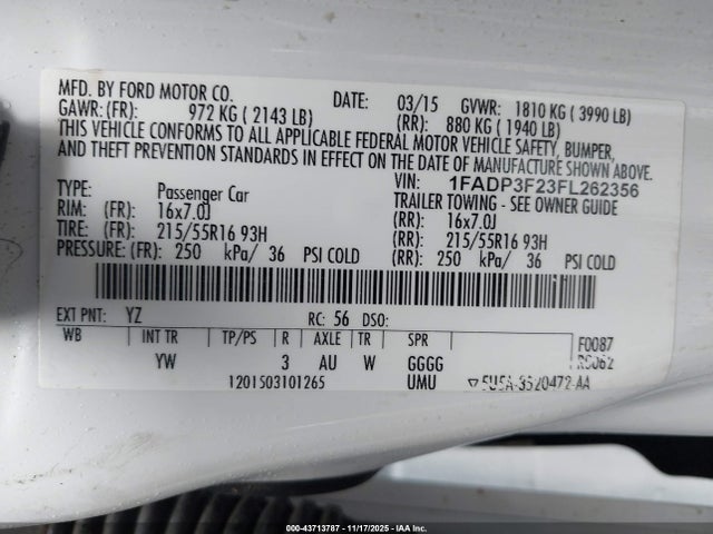 2015 FORD FOCUS 1FADP3F23FL262356 Photo 8