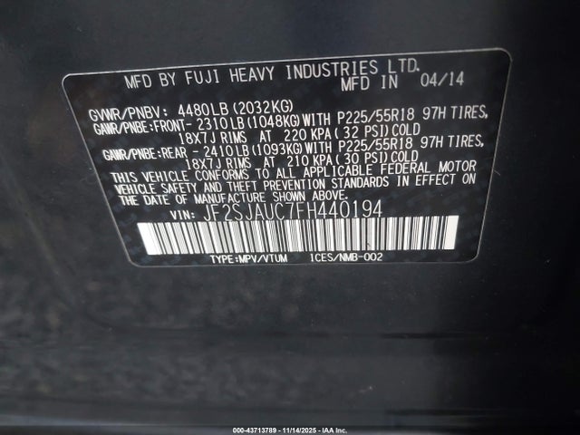 Subaru Forester 2.5i Touring 2015 JF2SJAUC7FH440194 Image 9