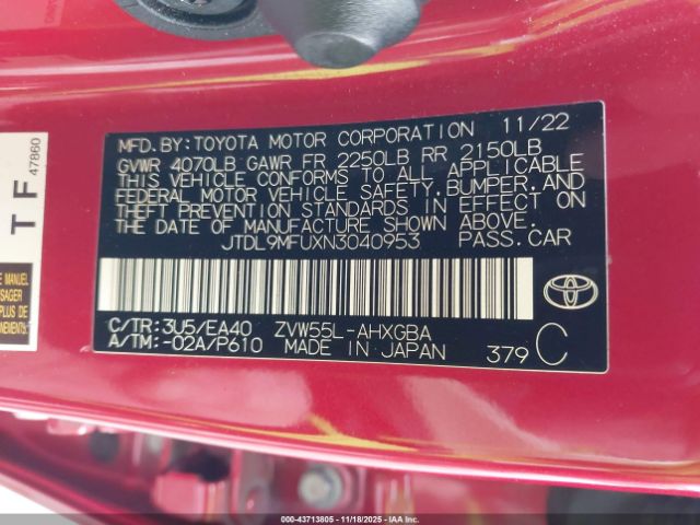 2022 TOYOTA PRIUS JTDL9MFUXN3040953 Photo 8