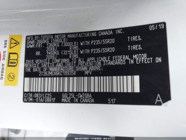 2019 LEXUS RX 350 2T2BZMCA6KC199358 Photo 8