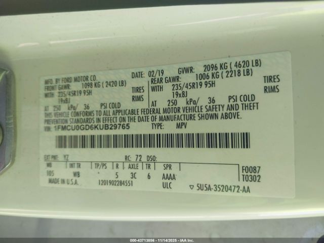 2019 FORD ESCAPE 1FMCU0GD6KUB29765 Photo 8