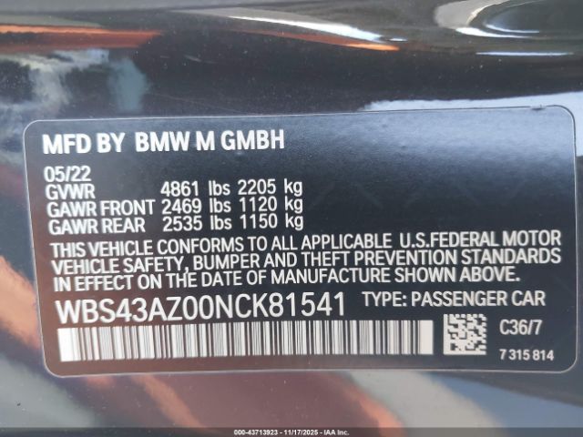 2022 BMW M4 WBS43AZ00NCK81541 Photo 8