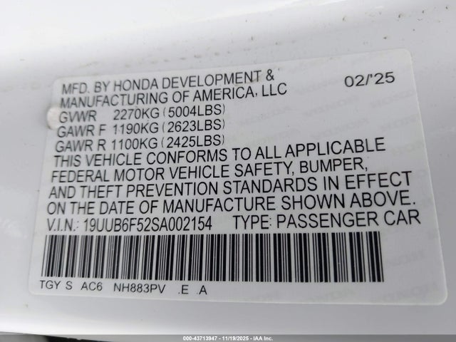 Acura Tlx A-spec Package 2025 19UUB6F52SA002154 Image 9