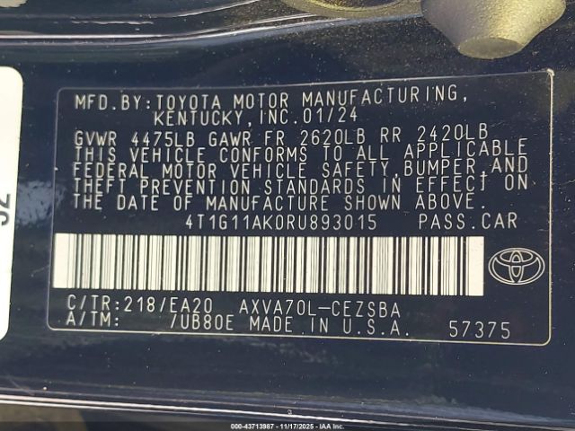 2024 TOYOTA CAMRY 4T1G11AK0RU893015 Photo 8