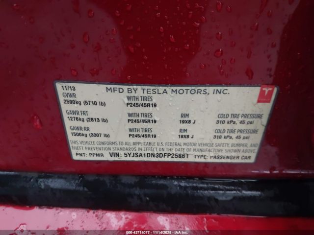 2013 TESLA MODEL S 5YJSA1DN3DFP25861 Photo 8