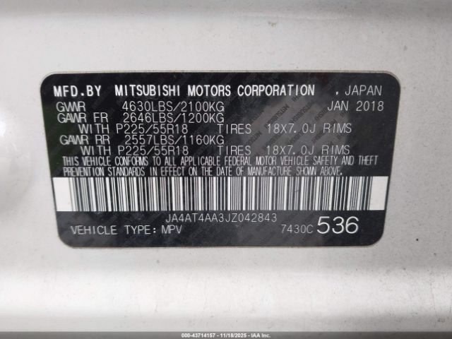 2018 MITSUBISHI ECLIPSE CROSS JA4AT4AA3JZ042843 Photo 8